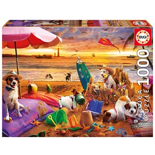 Perros Jugando Playa 1000Pz